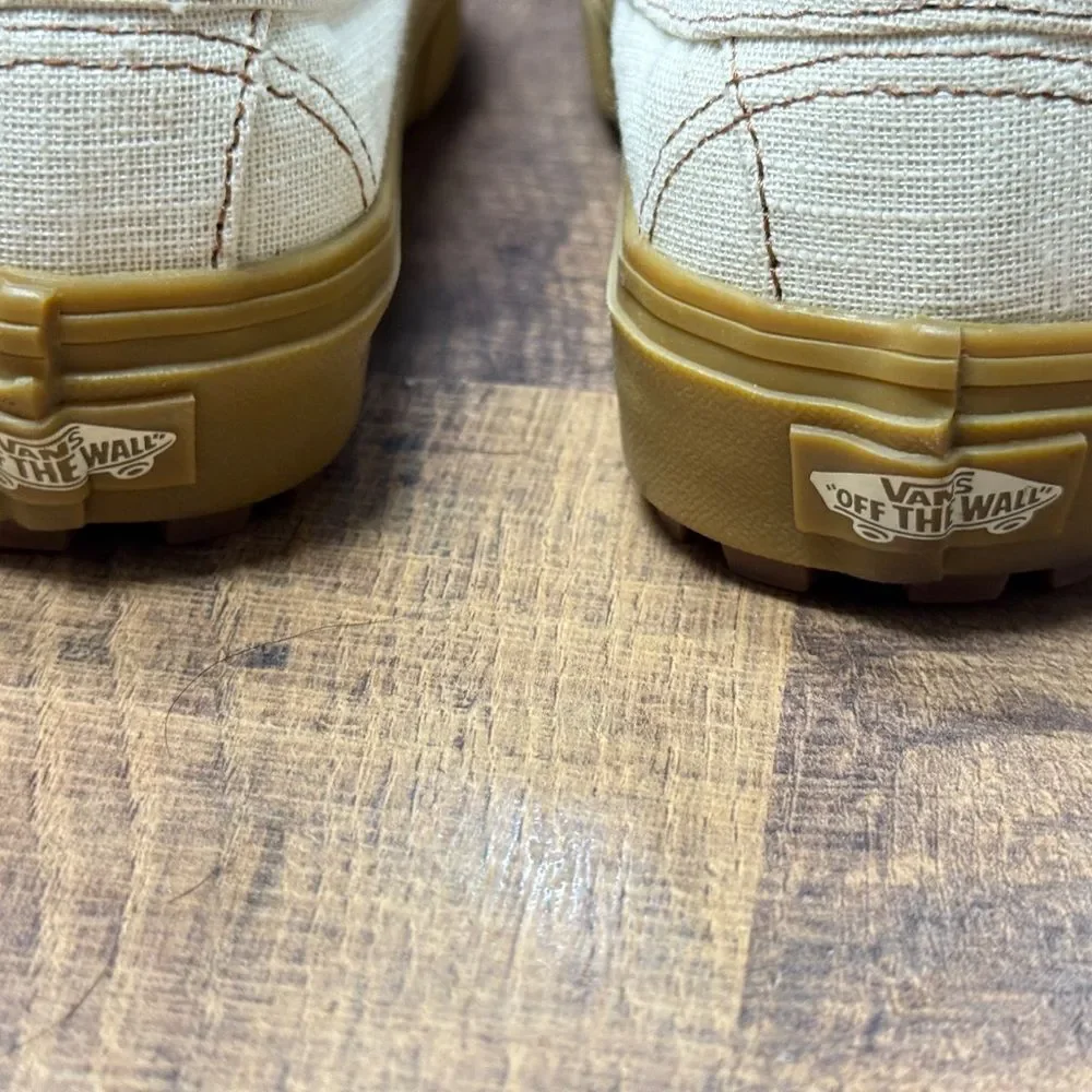 Vans Style 53 Linen Canvas Natural Gum Loafers Sneaker Size 8 NWOT
